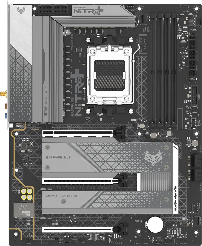Carte Mère Sapphire NITRO+ B850A WIFI7 Idéale pour Gaming PC AM5 ATX