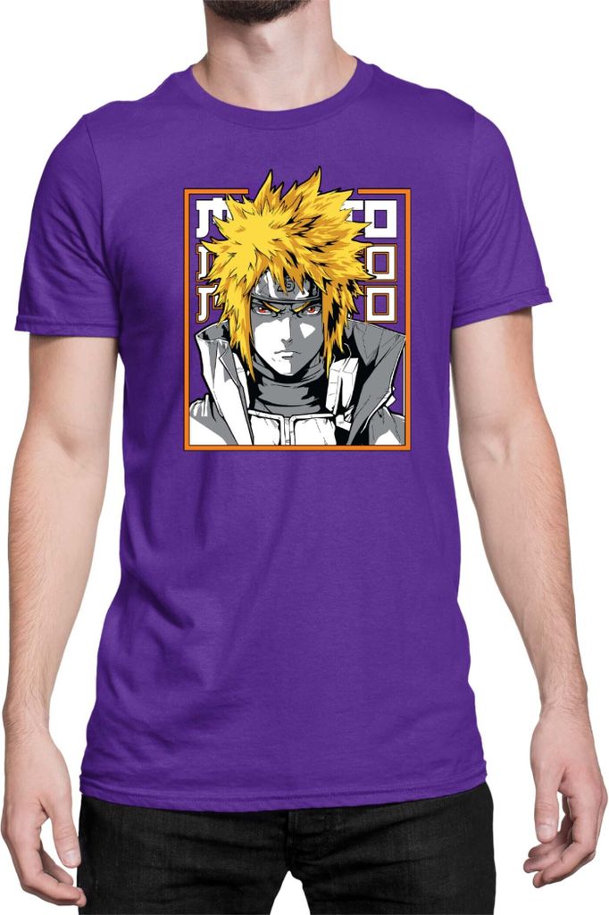 Herren T-Shirt Japan Anime Manga Naruto Minato Namikaze 02 Hokage Minato, Man 2XL / Lila