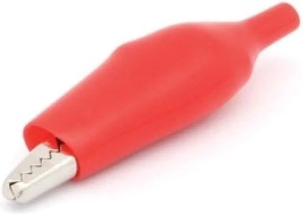 Pinces crocodile isolées 44mm rouge avec embout pour tests électriques