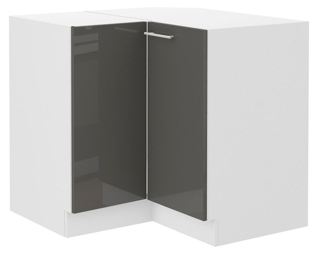 Eckunterschrank 90x90 cm Lara Grau Hochglanz Küchenzeile Produktbild 