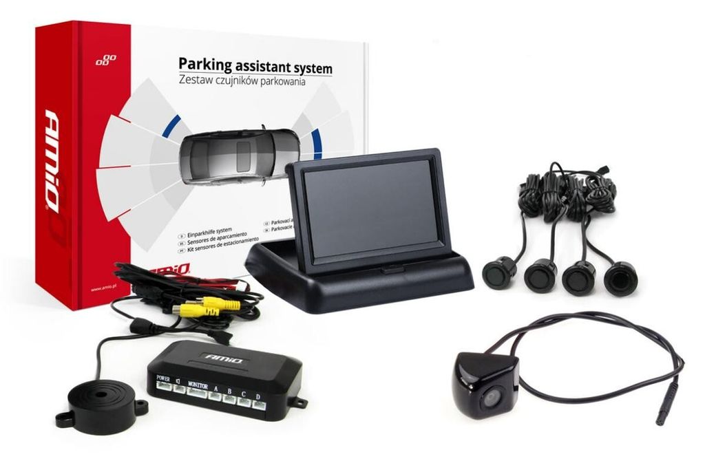 Parkassistent System TFT02 4,3" mit HD-310 Kamera und 4 Sensoren schwarz GOLD