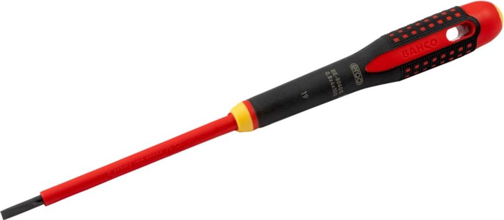 Bahco Banco ERGO Isolierter Schraubendreher für Schlitzschrauben mit 3-Komponenten-Griff, VDE- 1.2 mm x 8 mm x 175 mm