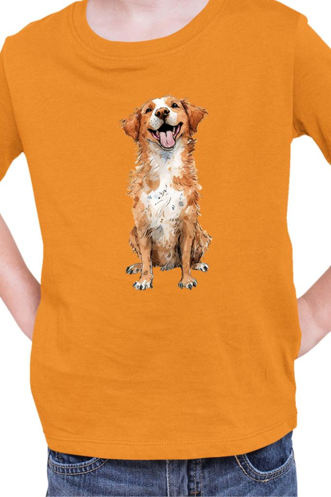 Kinder T-Shirt Funny Dogs Breeds Novia Scotia Duck Tolling Retriever Dog Breed, 9-11 Jahr - 140 / Orange