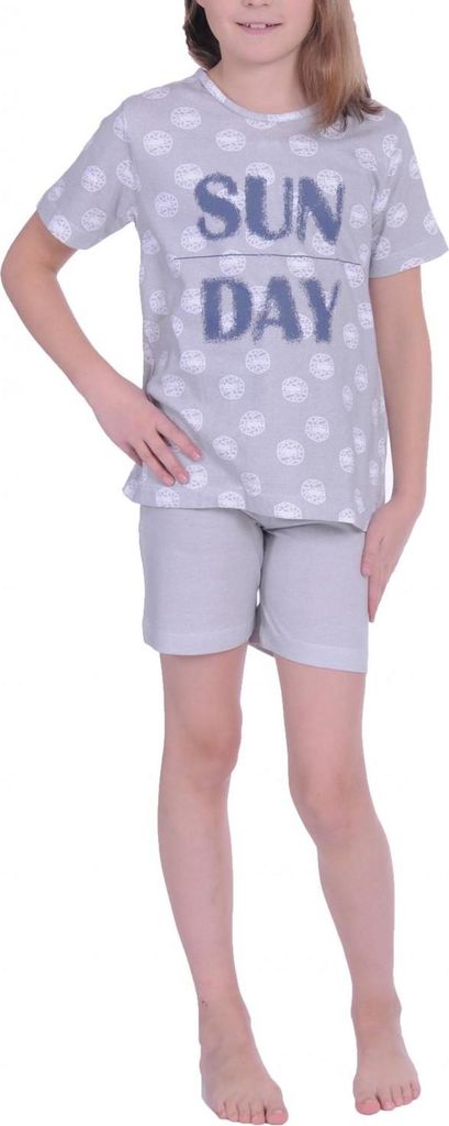 Mädchen Kinder Shorty Pyjama kurzarm Schlafanzug mit kurzer Hose 171 405 90 879 ; grau , 128