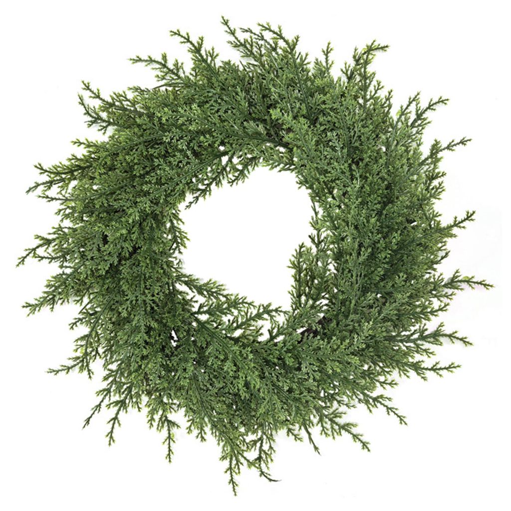 Weihnachtskranz aus Kiefer und Zeder, winterlicher künstlicher Tannengrünkranz, festlicher künstlicher Zedernkranz für drinnen und draußen, Ha...