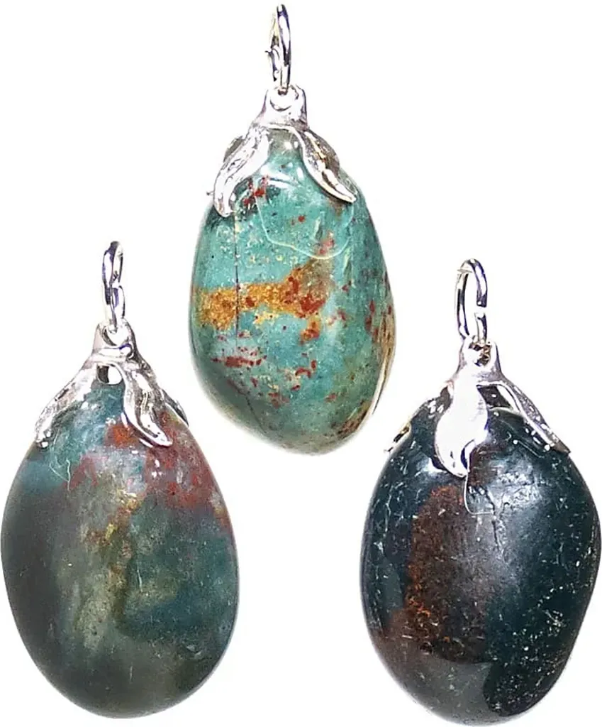Pendentif Héliotrope en Pierre de Sang Naturelle - Pack Trio 1,5-3 cm