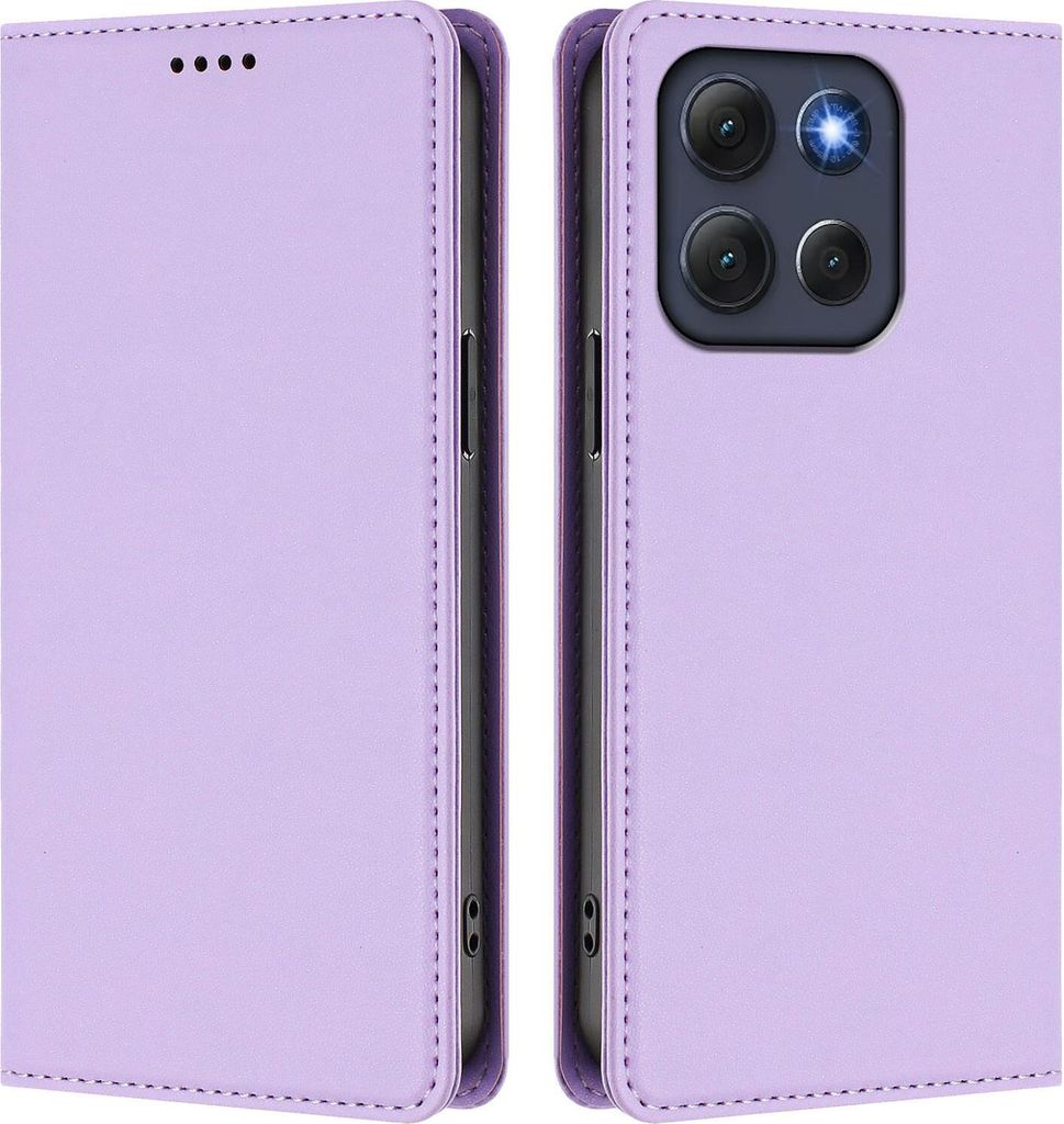 Handyhülle für Motorola Moto G86, Kunstleder Klapphülle Stoßfeste Magnetische Hülle mit Ständer Violett