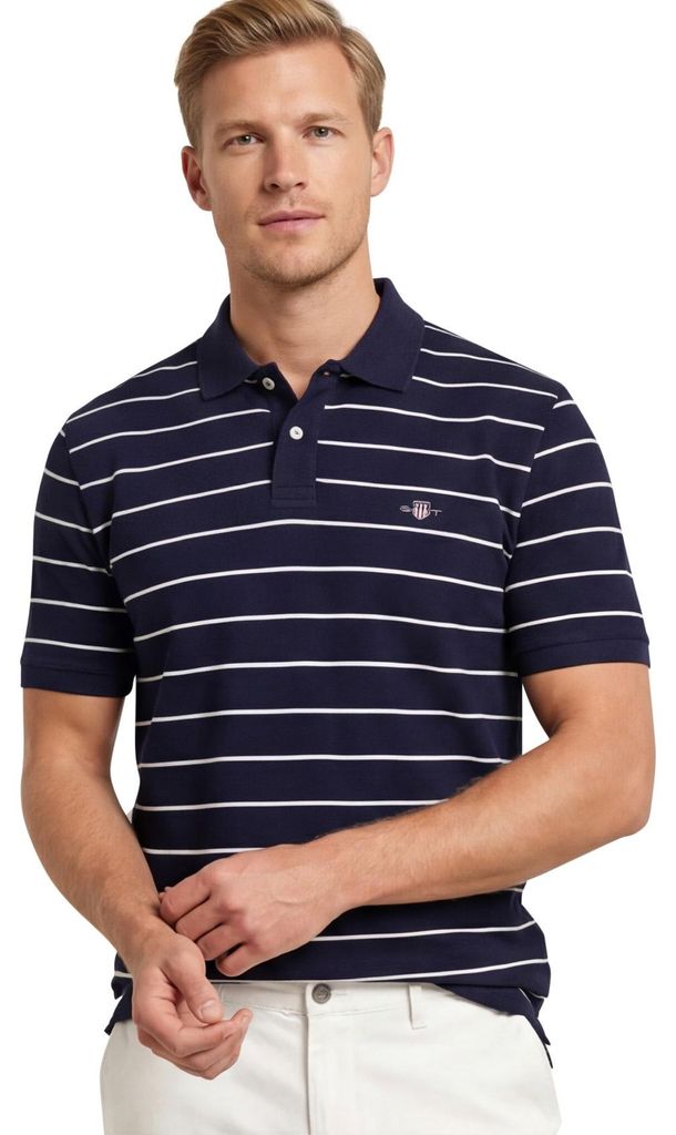 Gant Polo dunkelblau gestreift Baumwolle