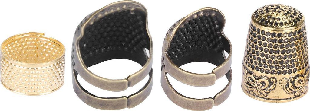 4-teiliges Näh-Fingerhut-Set aus Messing, Fingerspitzenschutz, Handarbeitsnadel, verstellbares Werkzeug