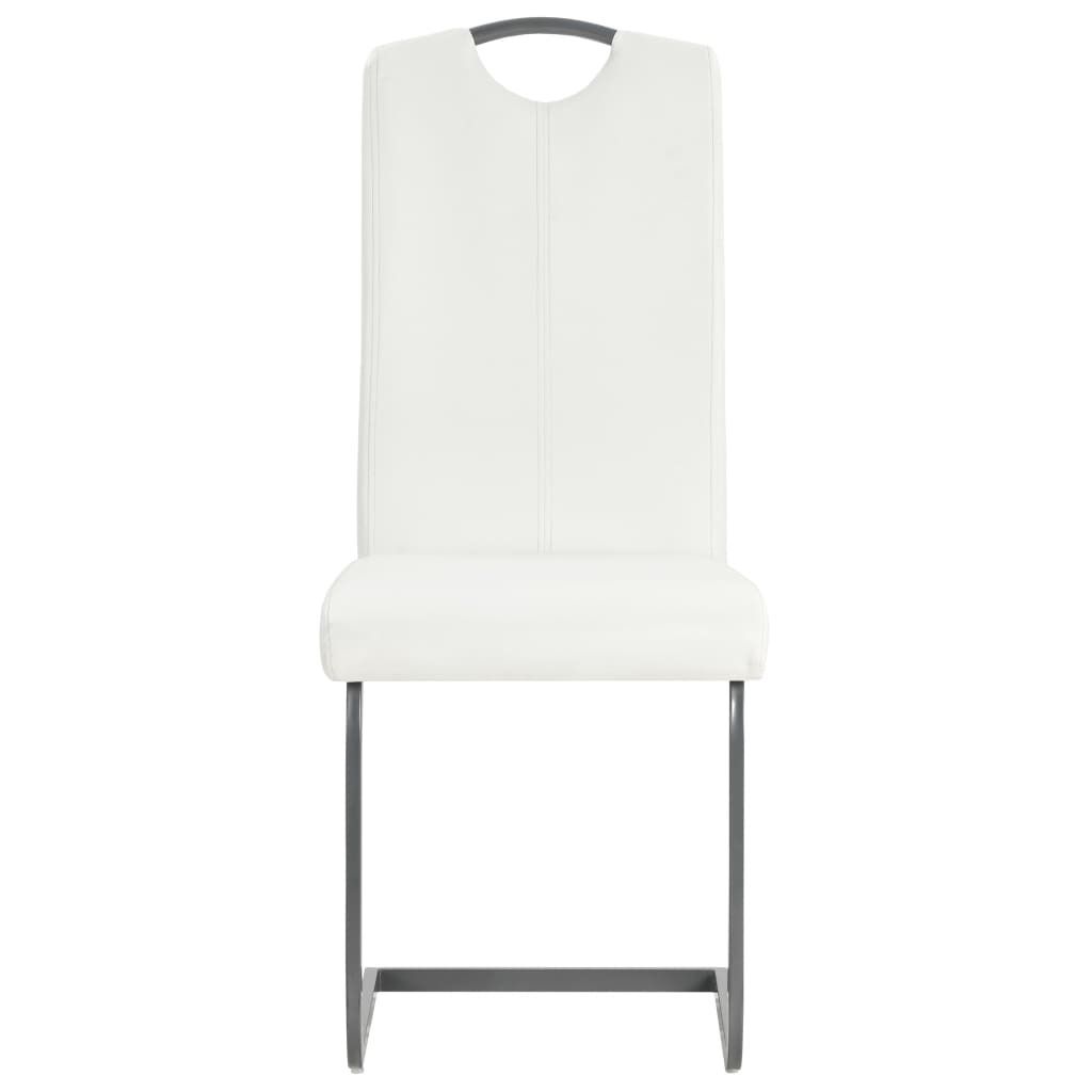 "2026 Aktion"Freischwinger 6er Set modernes - CLORIS - Polsterstühle für Esszimmer, Weiß Kunstleder - 43 x 55 x 100 cm - NeuMöbel3323180