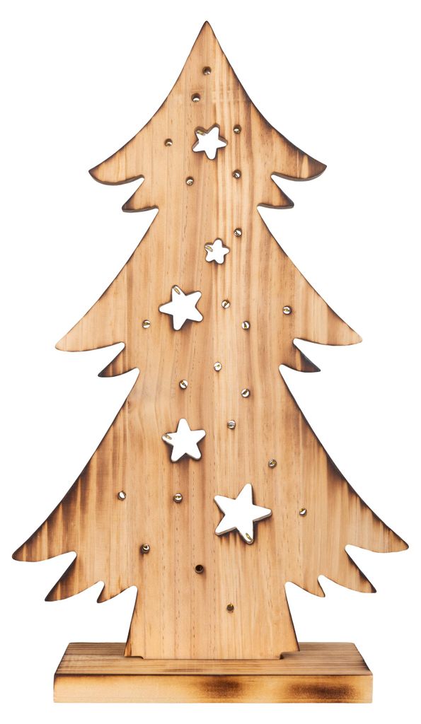 LED Holz-/Dekoleuchte "TANNENBAUM" H:47cm natur, Deko im Produktbild 