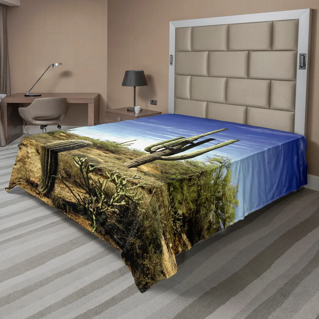 Drap Plat XL Anti-Plis et Confortable Motif Cactus Saguaro 266x260 cm