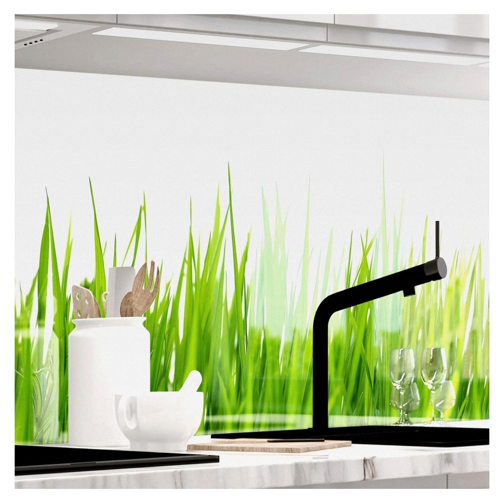 Hochglänzende Küchenrückwand selbstklebend - WIESEN GRAS - 1,8mm, Hartkunststoff, für alle Untergründe, Spritzschutz, 60 x 220cm