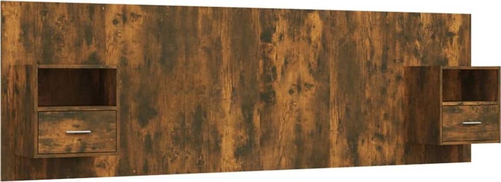 vidaXL Bettkopfteil mit Nachttischen Räuchereiche Holzwerkstoff