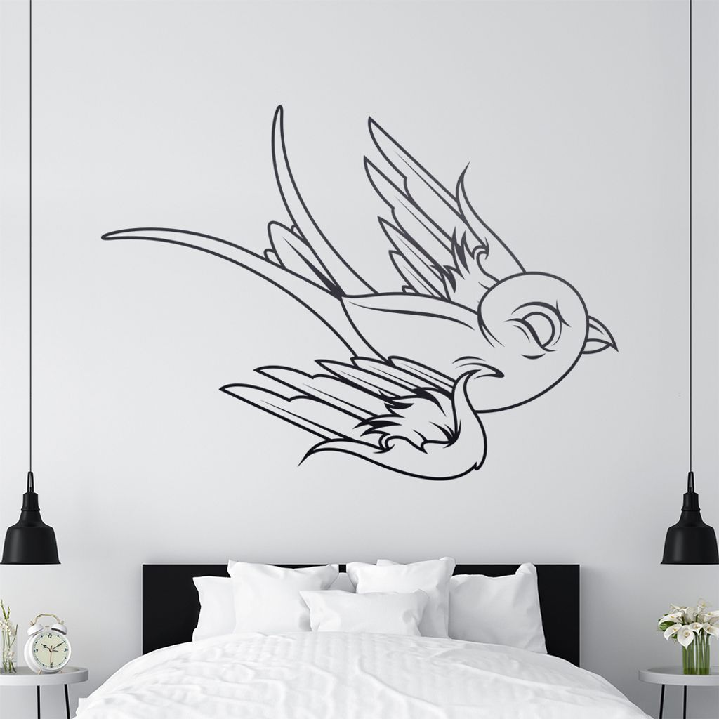 KIWISTAR Linien Vogel Fein Wandtattoo in 6 Größen - Wandaufkleber Wall Sticker - Dekoration, Küche, Wohnzimmer, Schlafzimmer, Badezimmer