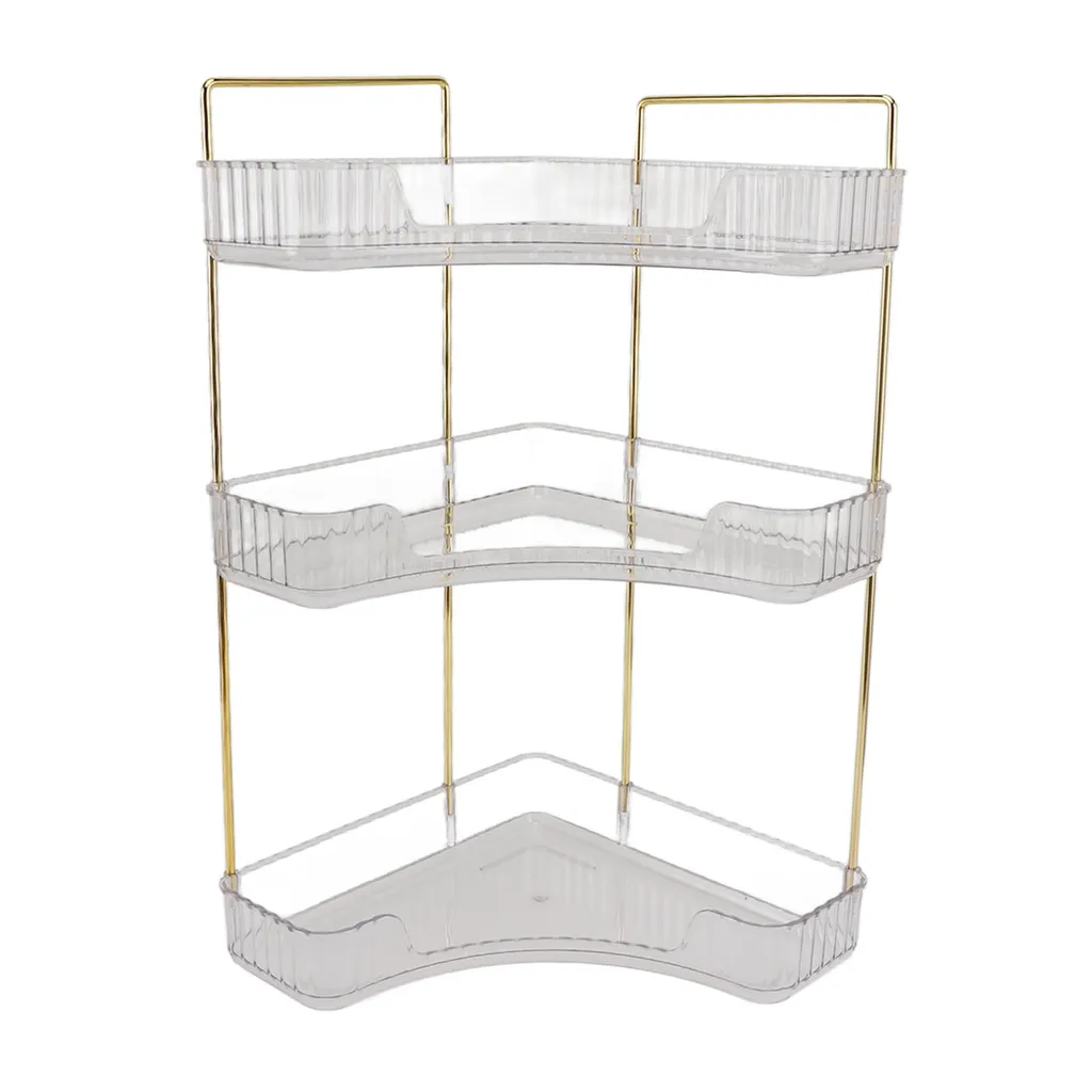 Présentoir Maquillage d'Angle avec 3 Étagères Robustes en Design Transparent - 6