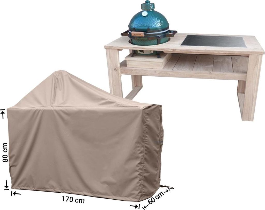 Raffles Covers Raffles Covers Big Green Egg / Kamado mit Tisch Schutzhülle | Atmungsaktiv | Wasserdicht | UV-beständig | Elastischer Kordelzug - ...