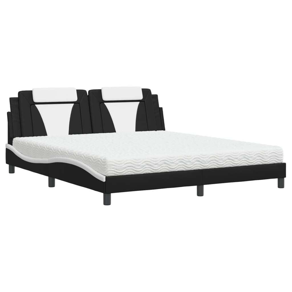 Bett "Viana" mit Matratze Schwarz und Weiß 180x200 cm Kunstleder