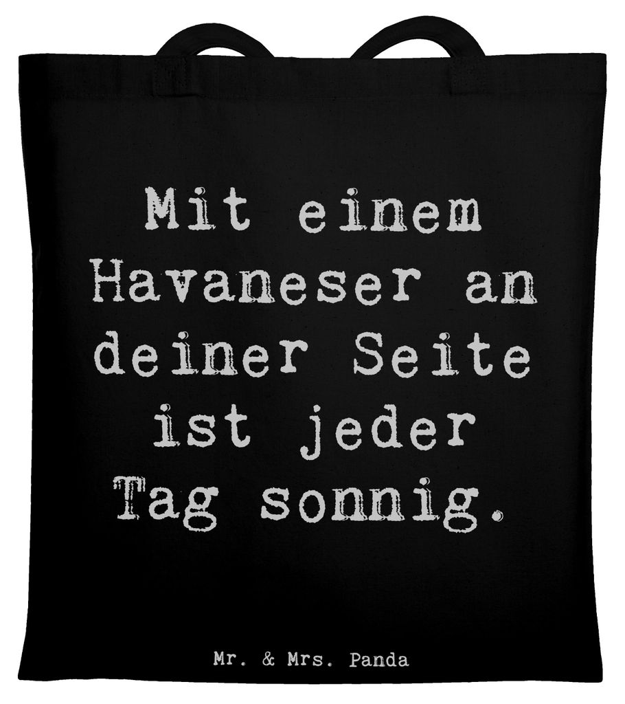 Mr. & Mrs. Panda Tote Bag Spruch Havaneser Sonnenschein - Schwarz - Geschenk, Shopping Tasche, Hunderassen Eigenschaften, Haltung, Pflege, Erziehun...