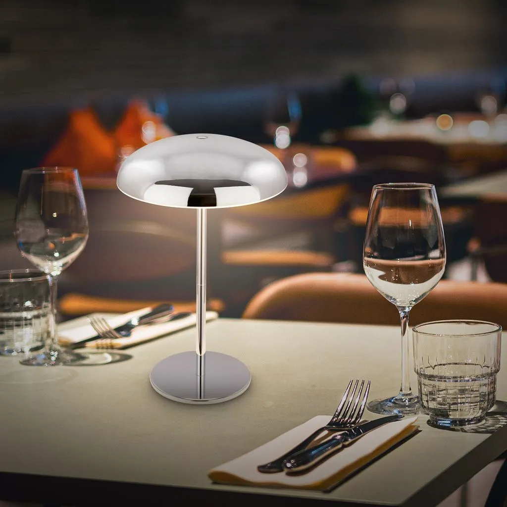 Briloner Caxa Lampada da tavolo LED senza fili IP44, dimmerabile, touch, batteria ricaricabile, protezione dagli spruzzi d'acqua, cromo, Ø19,5 x 30,5 cm - 9