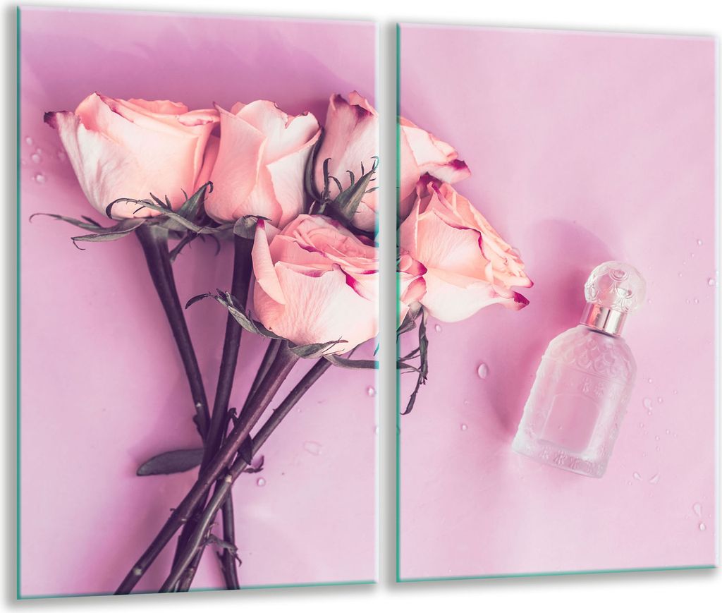 Herdabdeckplatten 2 teilig 30x52 Glaskeramikfeld Abdeckung Glas Rosen