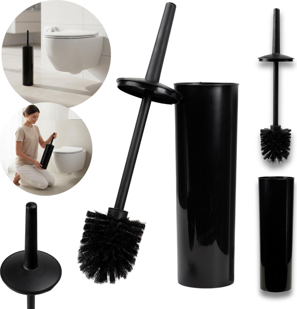 ADGO, Toilettenbürste Schwarz, Klobürste Ohne Bohren, Kunststoff, 98x430 mm