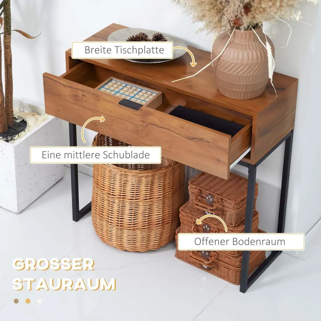 Table d'appoint AIORBER marron avec tiroir pour salon chic 80x30x76cm - 6