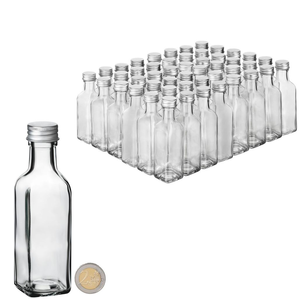 96x kleine Glasflaschen zum Befüllen 100ml Flaschen für Likör Flaschen zum Befüllen Glas Likörflaschen 100 ml leere Flaschen mit Schraubversch...