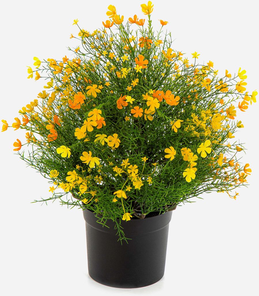 artplants.de Künstliches Schleierkraut Busch JARMIN im Dekotopf, gelb-orange, 50cm - Kunstblume