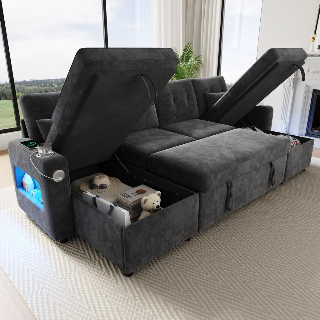 Canapé d'angle Merax Canapé-lit avec fonction couchage, Image du produit 
