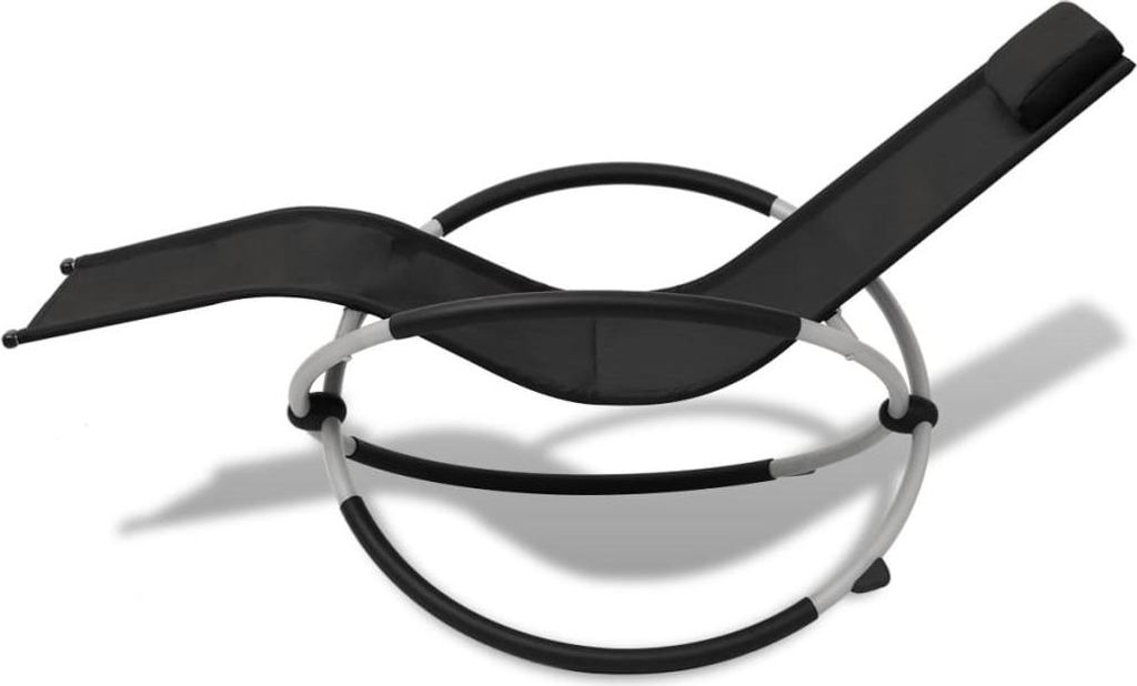 vidaXL Sonnenliege Geometrisch Outdoor Stahl Schwarz und Grau
