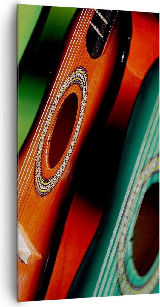 Bild auf Leinwand - Leinwandbild - Gitarre Musik Instrument - 65x120cm - Wand Bild - Wanddeko - Leinwanddruck - Bilder - Kunstdruck - Wanddekoratio...
