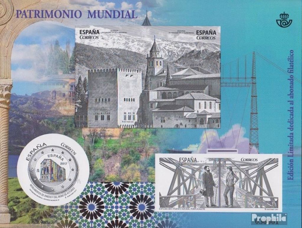 Briefmarken Spanien 2017 Mi 5209-5210G (kompl.Ausg.) Graudruck mit 5169 und 5204 postfrisch UNESCO Welterbe