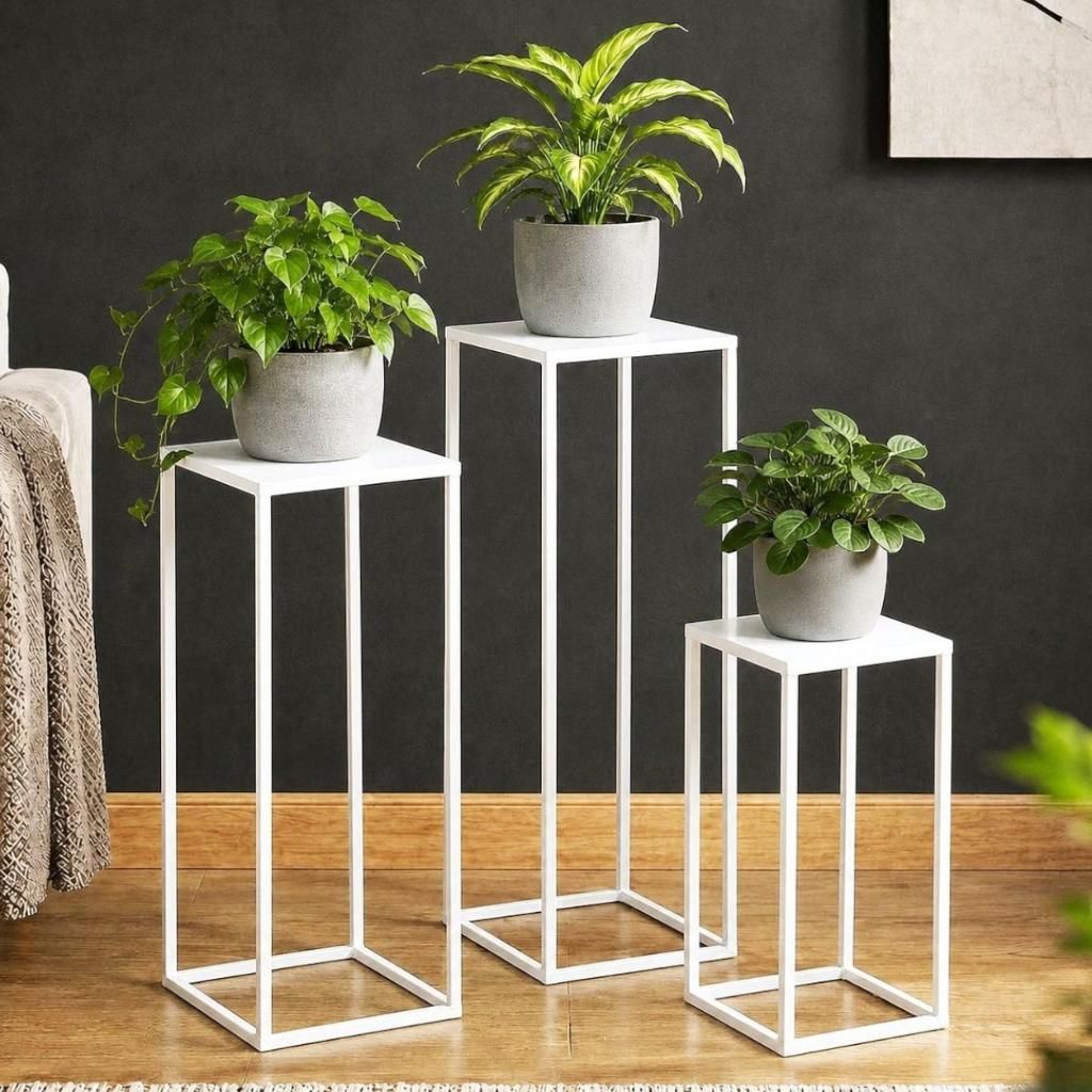 DanDiBo Tabouret pour fleurs Métal Blanc Angulaire Support Image du produit 