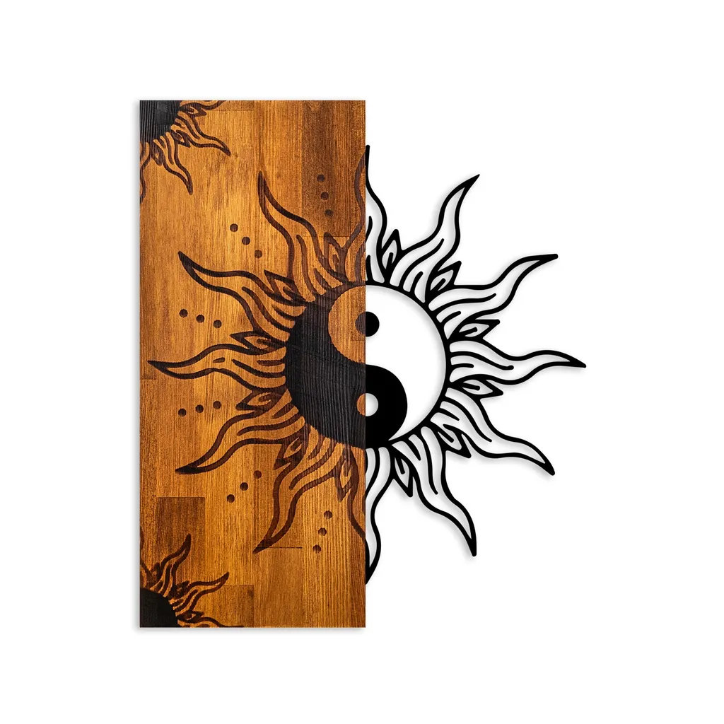 Targa Da Parete Yin Yang In Alluminio Vintage | 20x20 Cm | Simbolo Cosmico Taoista | Decorazione Casa E Ufficio - 4