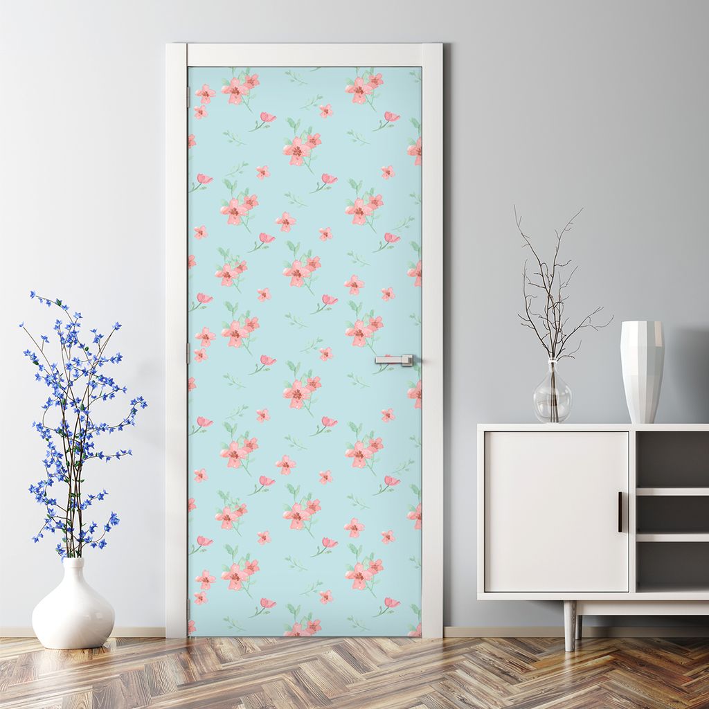 Dekorative Türtapete selbstklebend Türposter Tapete Türaufkleber Blumen Garten Wiese 77 x 200 cm