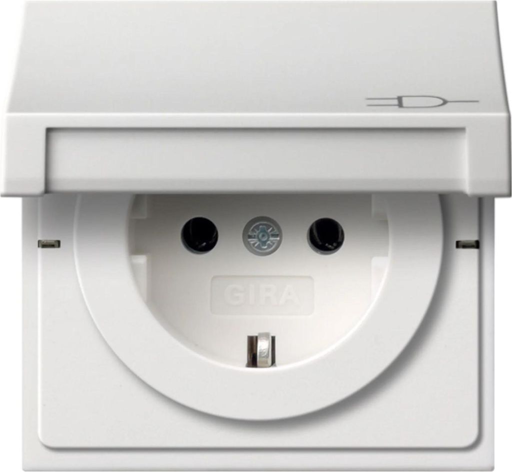 Gira 4454 112 Steckdose mit Klappdeckel Flächenschalter Produktbild 