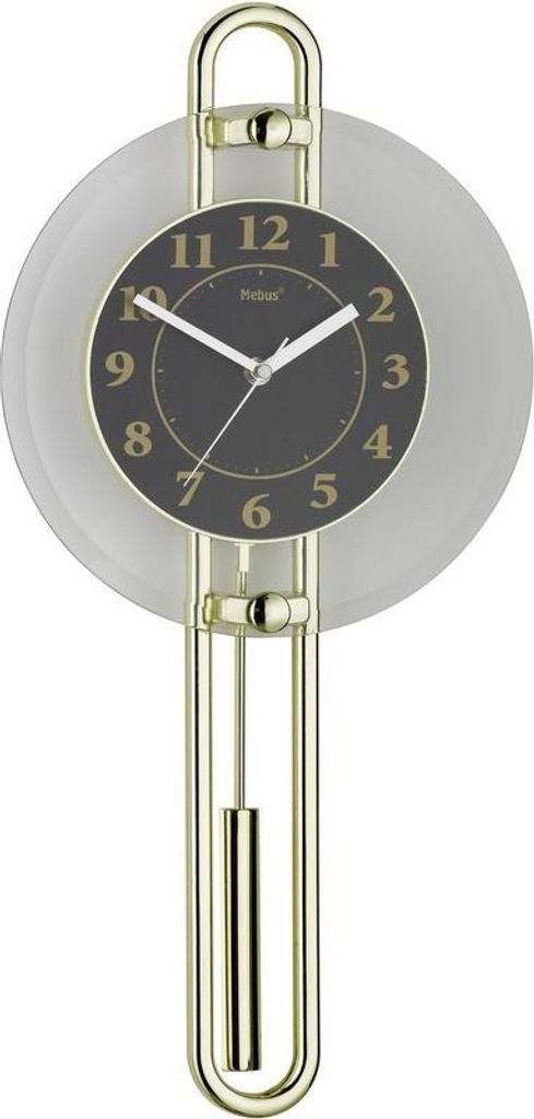 Mebus 14813 Quarz Wanduhr 26 cm x 54.5 Gold Schwarz Silber Produktbild 