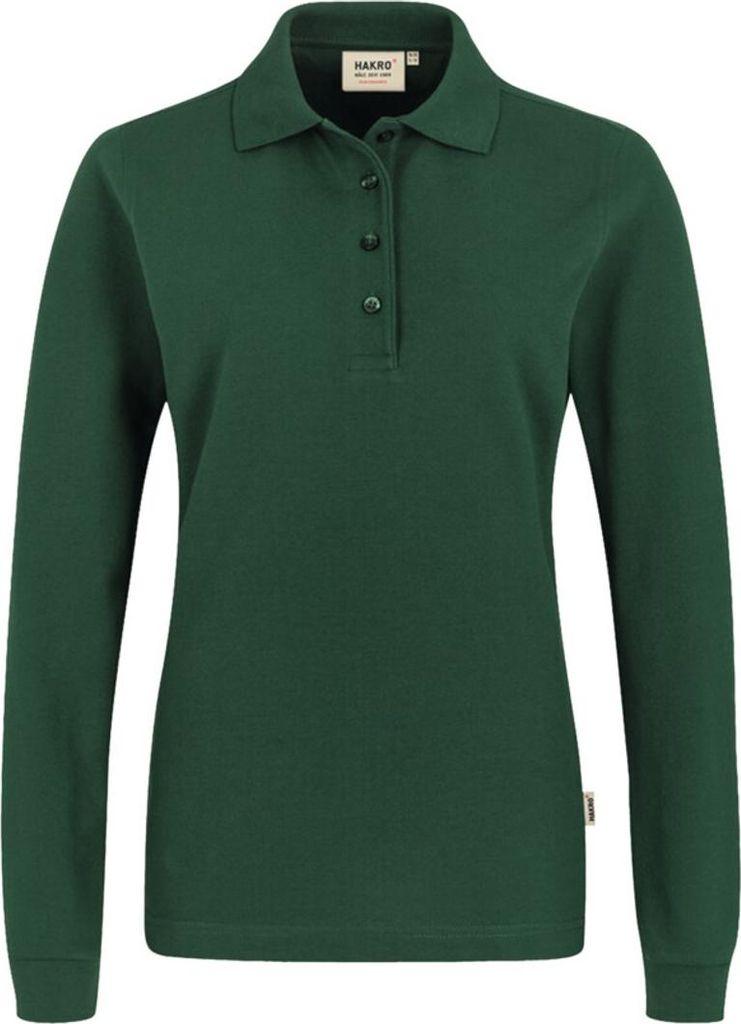 HAKRO Damen Longsleeve-Poloshirt Mikralinar 215, tanne, XL