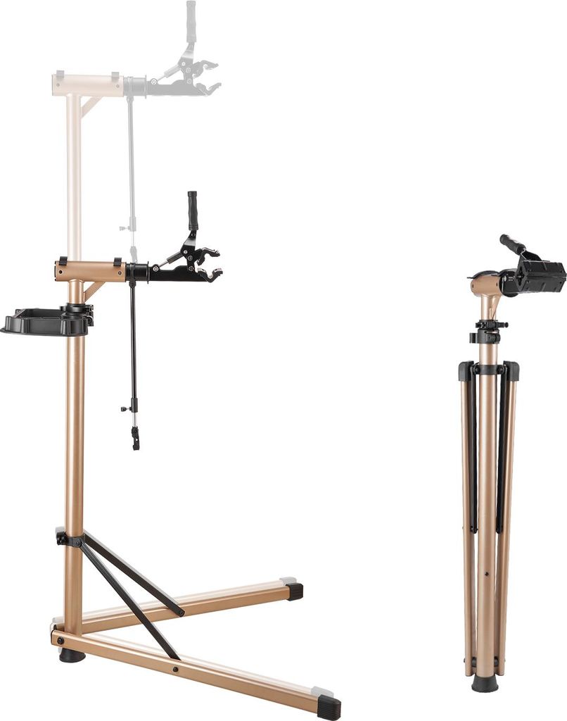 VEVOR Fahrradreparaturständer Fahrradmontageständer (49,9 kg belastbar) mit 1025–1510 mm einstellbarer Höhe & großer Werkzeugablage, faltbare...