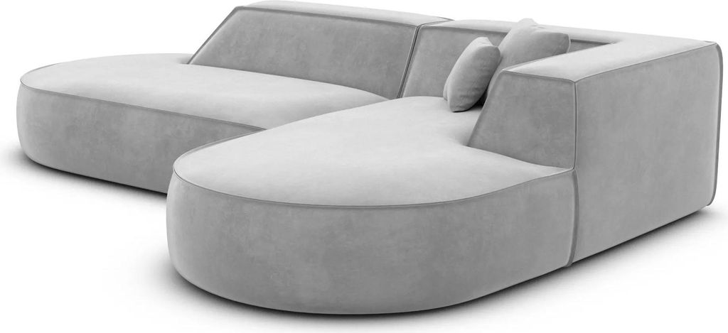 Samtstoff L-Form Lounge Sofa Liberia Hellgrau Rechts