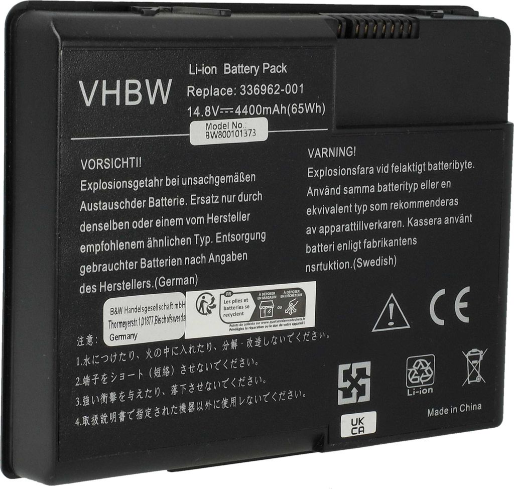 vhbw Akku kompatibel mit HP Compaq Presario X1047AP, X1046AP (DN607A), X1045AP (DN606A), X1044AP (DN605A) Notebook (4400 mAh, 14,8 V, Li-Ion)