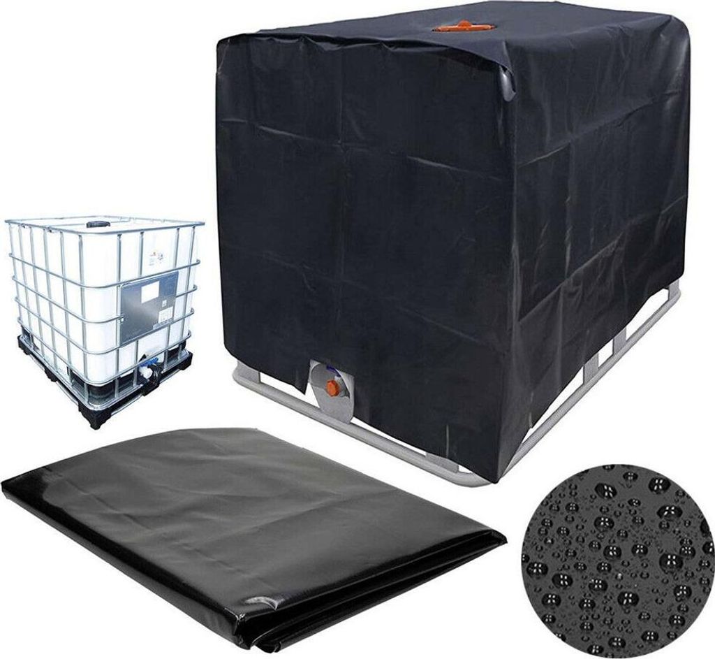 IBC 1000L Container Wassertank Abdeckplane Thermohaube Schutzhülle, Schwarz