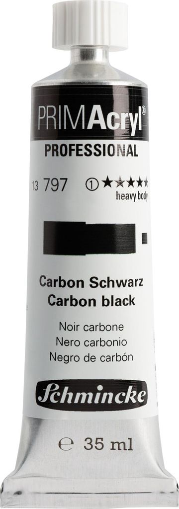 Schmincke - 35ml PRIMAcryl Professional feinste brillante Acrylfarbe, Carbon Schwarz, Premiumacrylfarbe, Acrylmalerei, 13 797 009