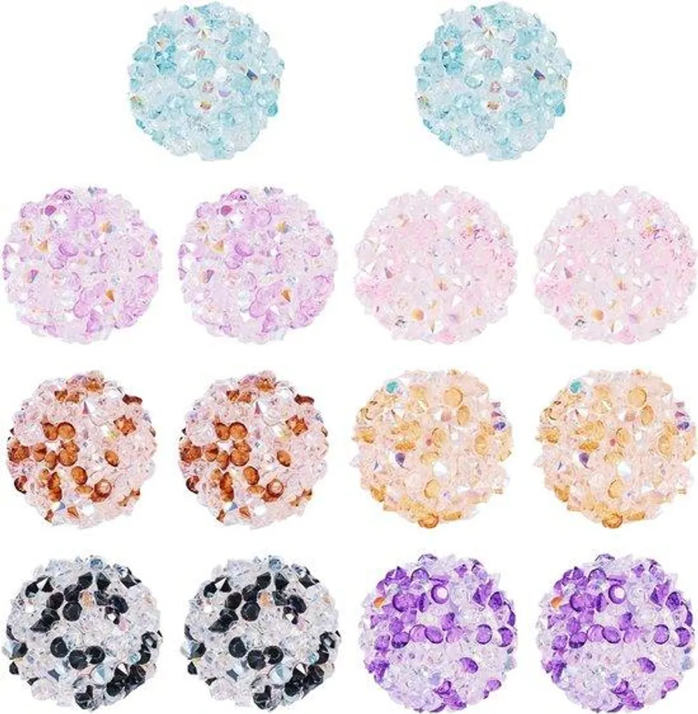 Grosses perles de verre strassées 17 mm pour bracelet Shamballa chic