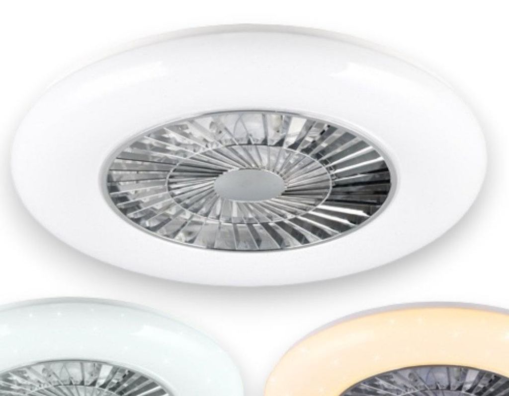 LED Ventilateur de plafond VISBY Chrome/Blanc Ø59cm - Image du produit 