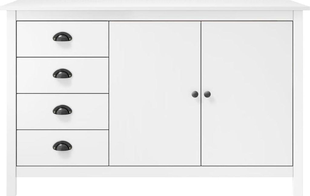 vidaXL Sideboard Hill Weiß 130x40x80 cm Massivholz Kiefer