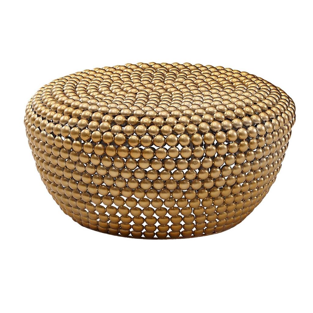 Couchtisch - Gold Aluminium - Runde Metall Wohnzimmertisch - Orientalisches Design Beistelltisch - Kleiner Runder Couchtisch - 60x60x30 cm