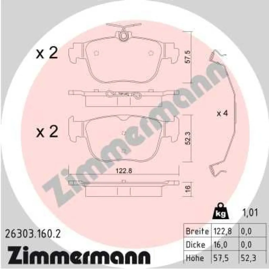 Kit Freinage Arrière Zimmermann 26303.160.2 pour Entretien Sécurisé