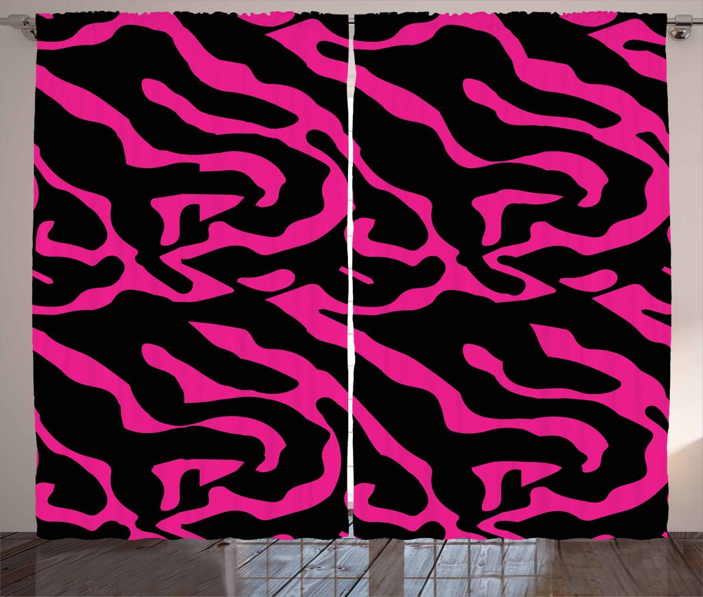 ABAKUHAUS rosa Zebra Rustikaler Vorhang, Exotische Safari-Streifen, Wohnzimmer Universalband Gardinen mit Schlaufen und Haken, 280 x 245 cm, Magent...